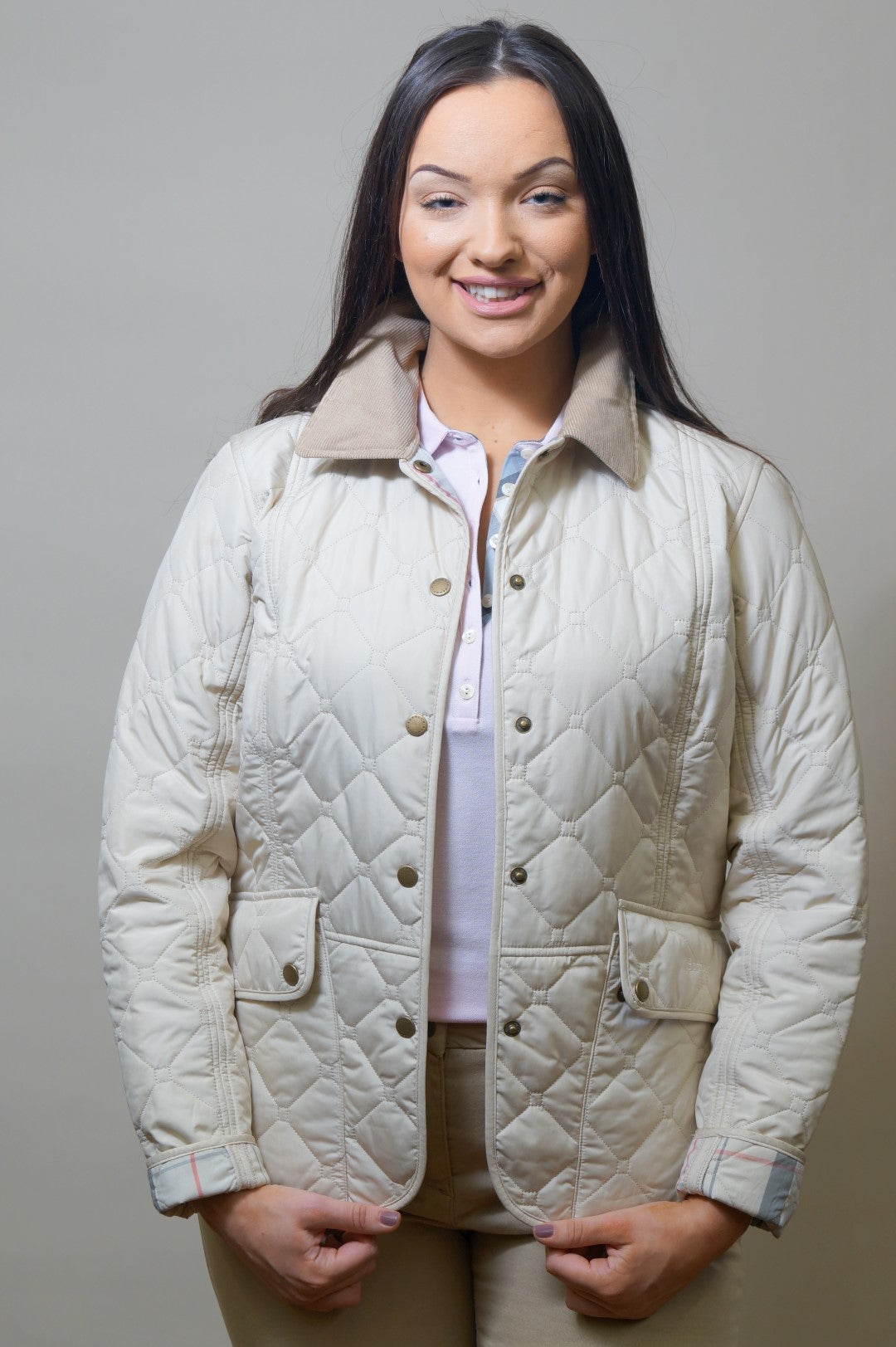 cream ladies barbour quilted jacket