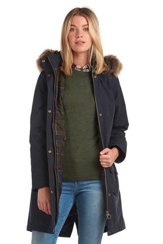 barbour navy parka