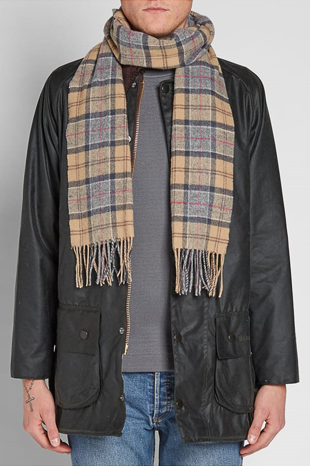 barbour tartan lambswool scarf