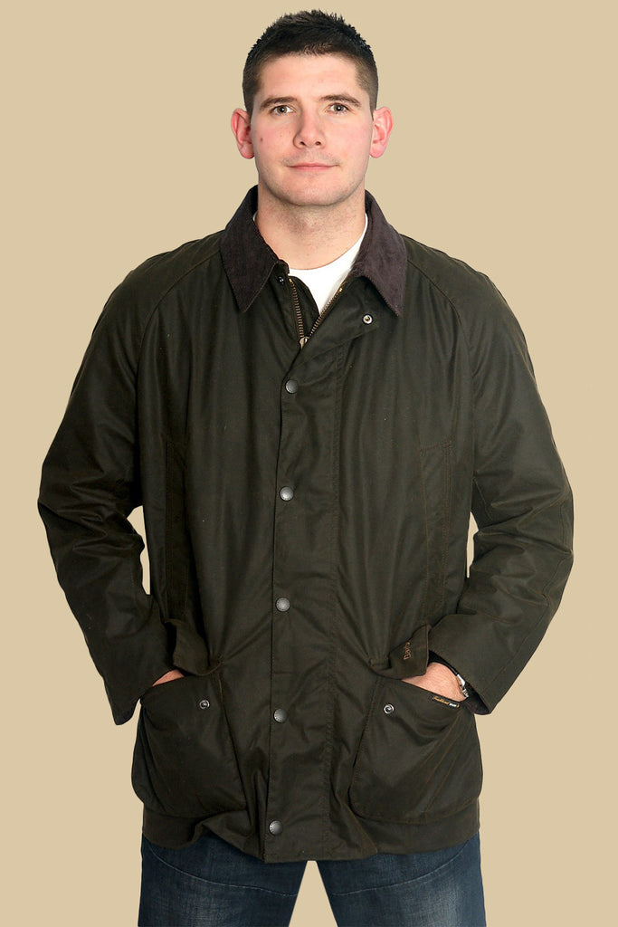 mens green wax jacket