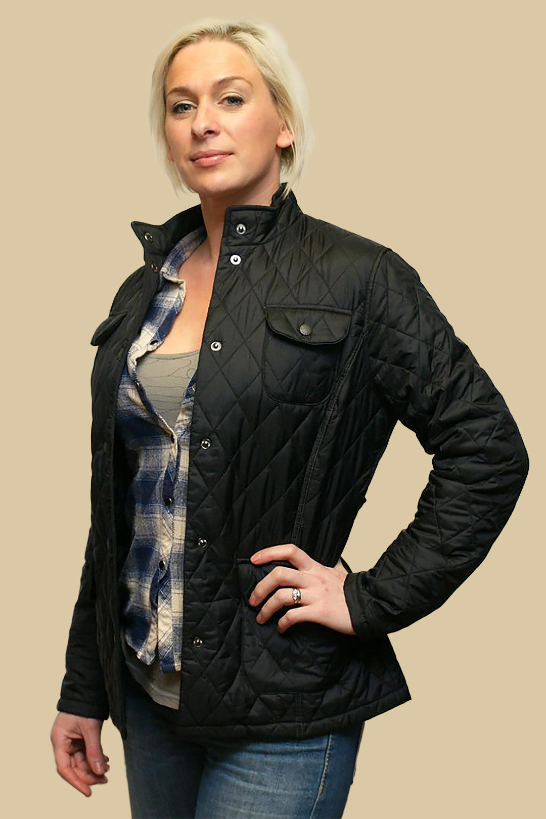 barbour black quilted jacket womens