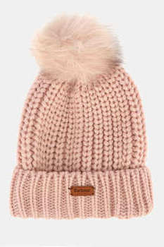 barbour pink bobble hat