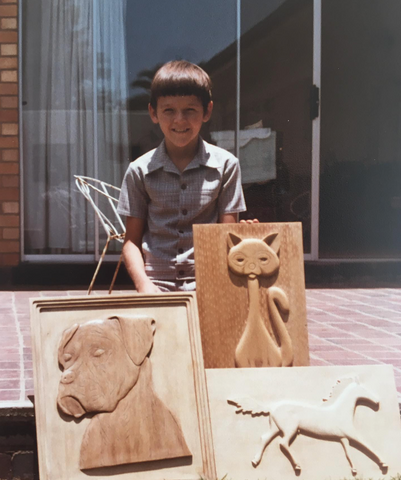 1982: aged 10 wood carvings
