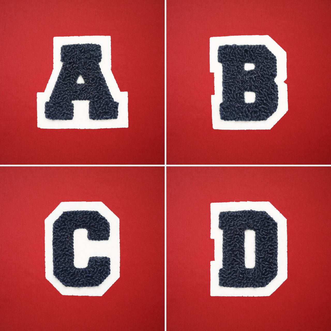 SMALL Varsity Letter Chenille Felt Patch 2 Red/ White