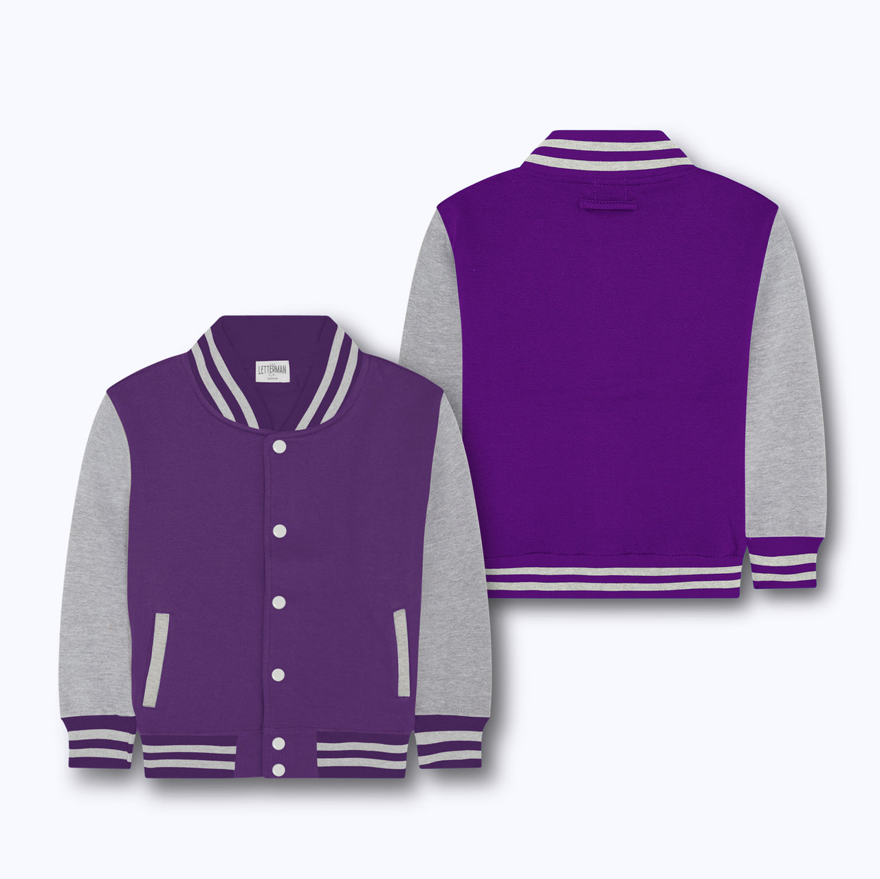 Boys Hooded Varsity Jacket Purple / White