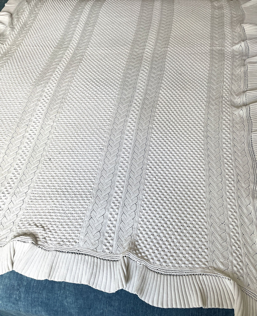 vintage french bedspread white knitted comforter hand made heirloom textiles