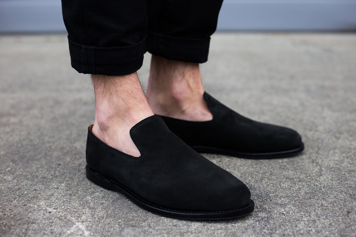 black suede slippers