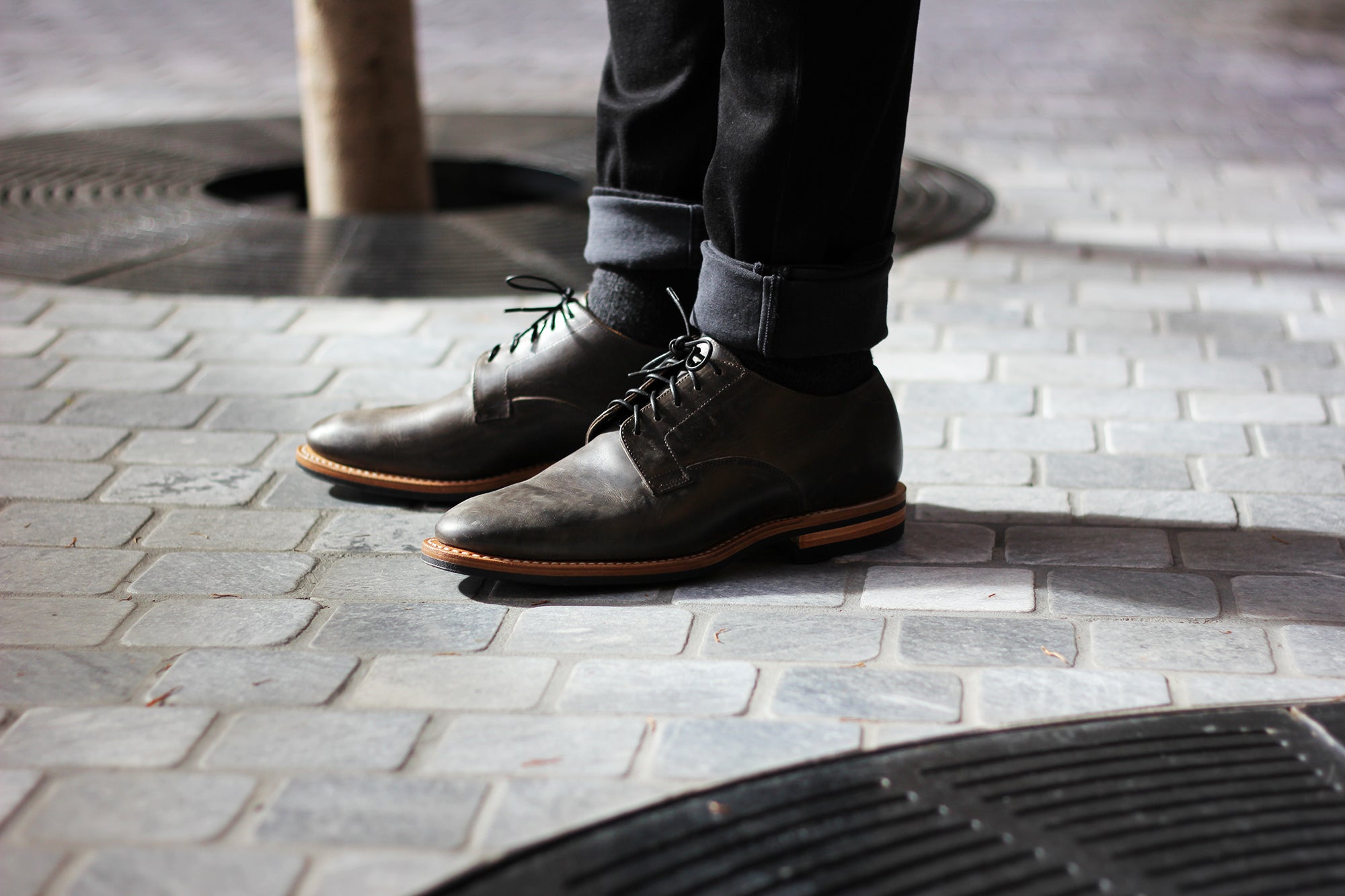 Derby Shoe in Grey Calf — Viberg Boot