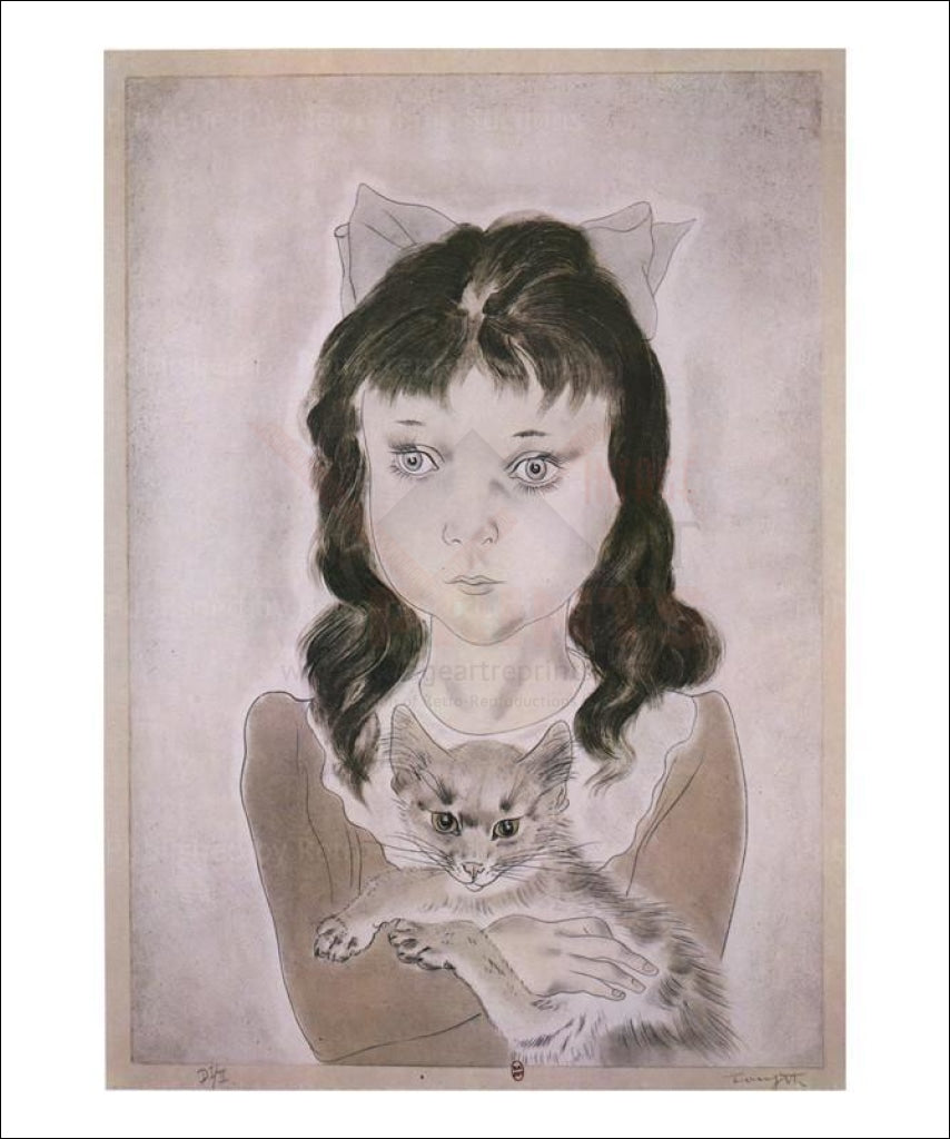 Young Girl With A Cat Leonard Tsuguharu Foujita 1929 Retro Reproductions Llc