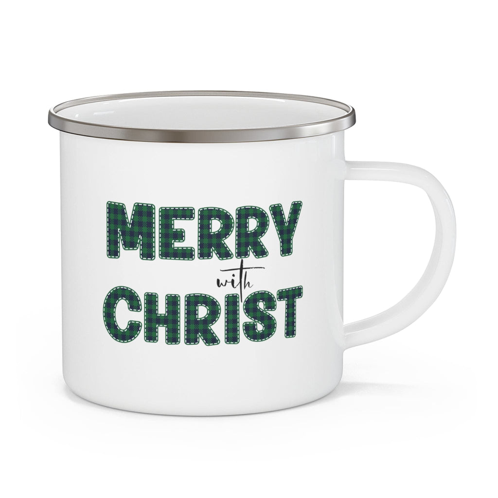 uniquely-you-enamel-camping-mug-12oz-merry-with-christ-green-plaid-christmas-holiday-pattern-print
