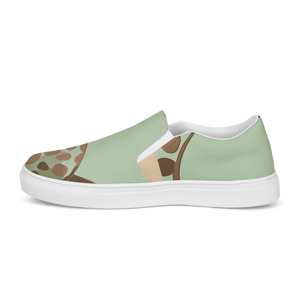 mens-slip-on-canvas-shoes-mint-green-and-brown-spotted-illustration