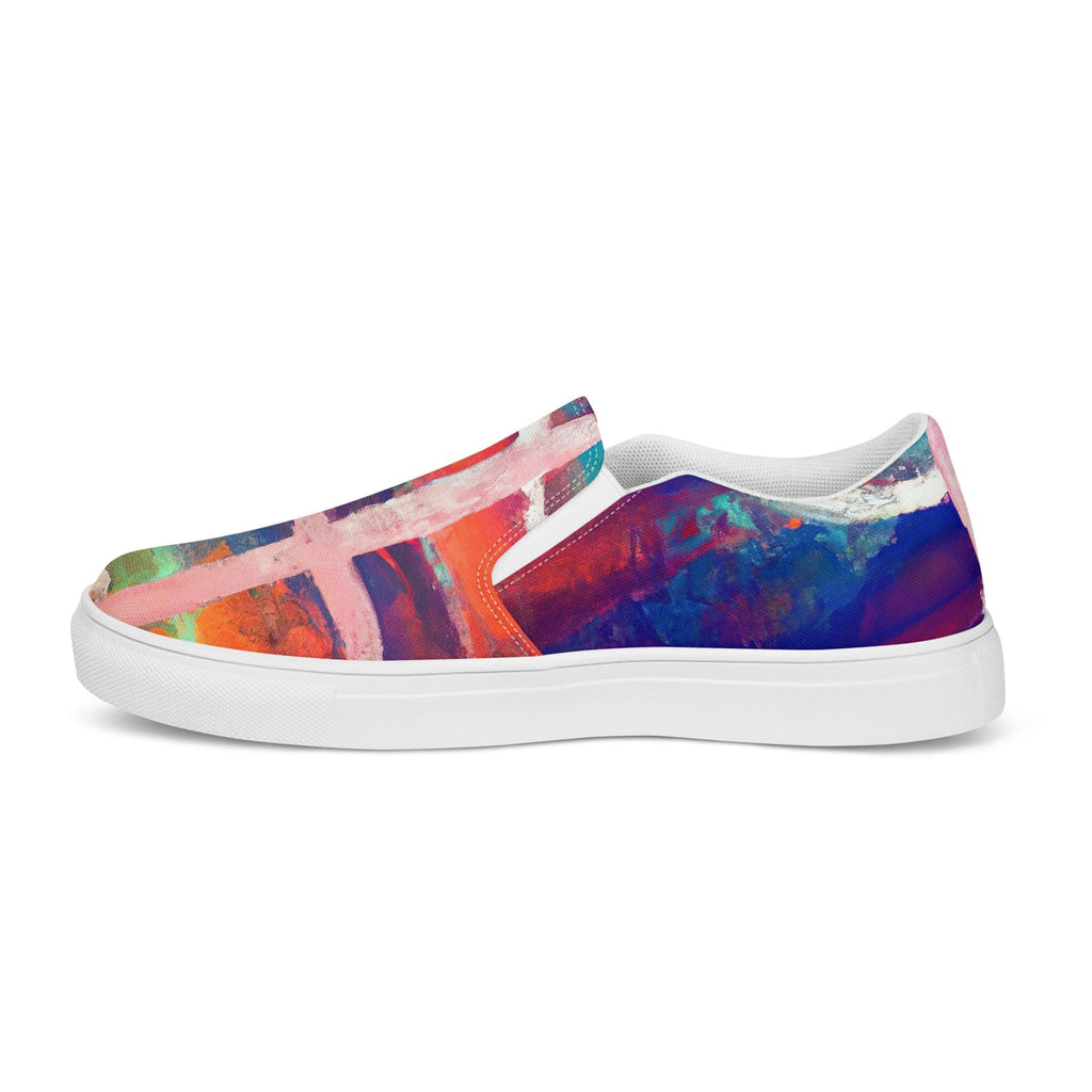 mens-slip-on-canvas-shoes-red-blue-abstract-pattern