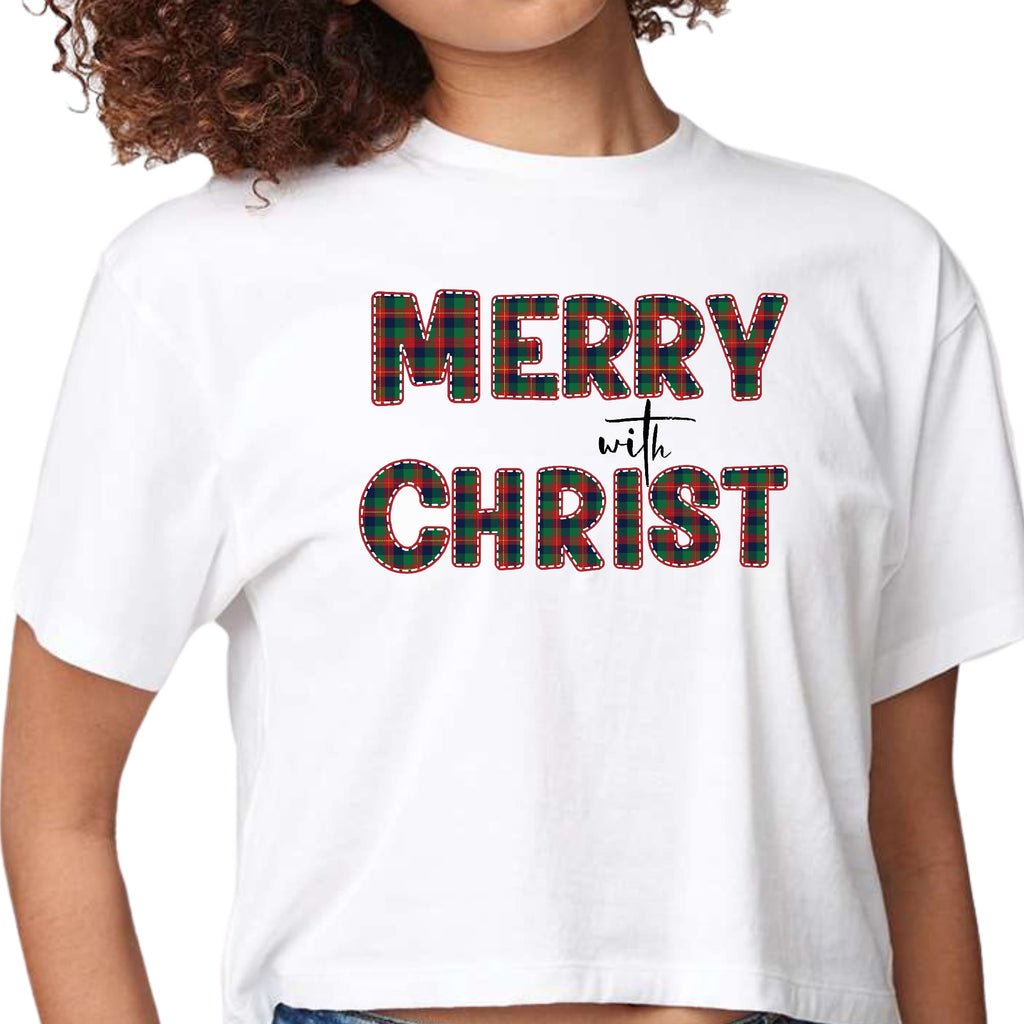 womens-crop-top-t-shirt-merry-with-christ-red-and-green-plaid