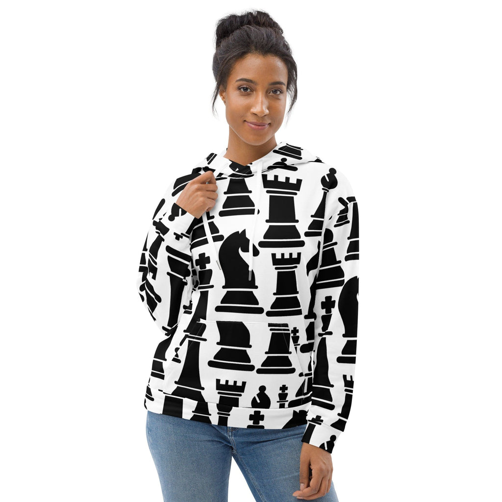 womens-graphic-hoodie-black-and-white-chess-print