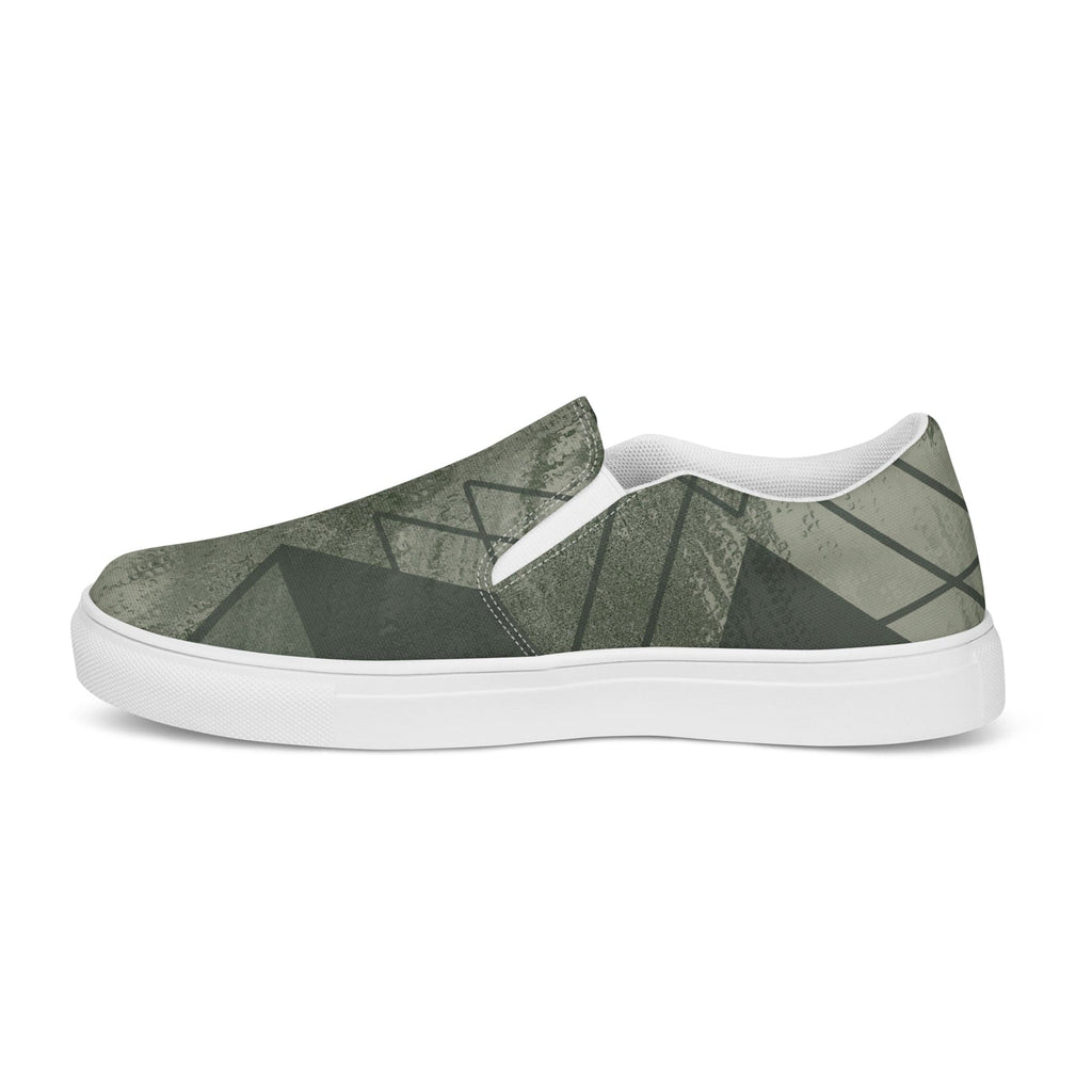 womens-slip-on-canvas-shoes-olive-green-triangular-colorblock