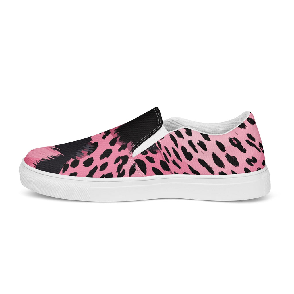 womens-slip-on-canvas-shoes-pink-and-black-spotted-illustration