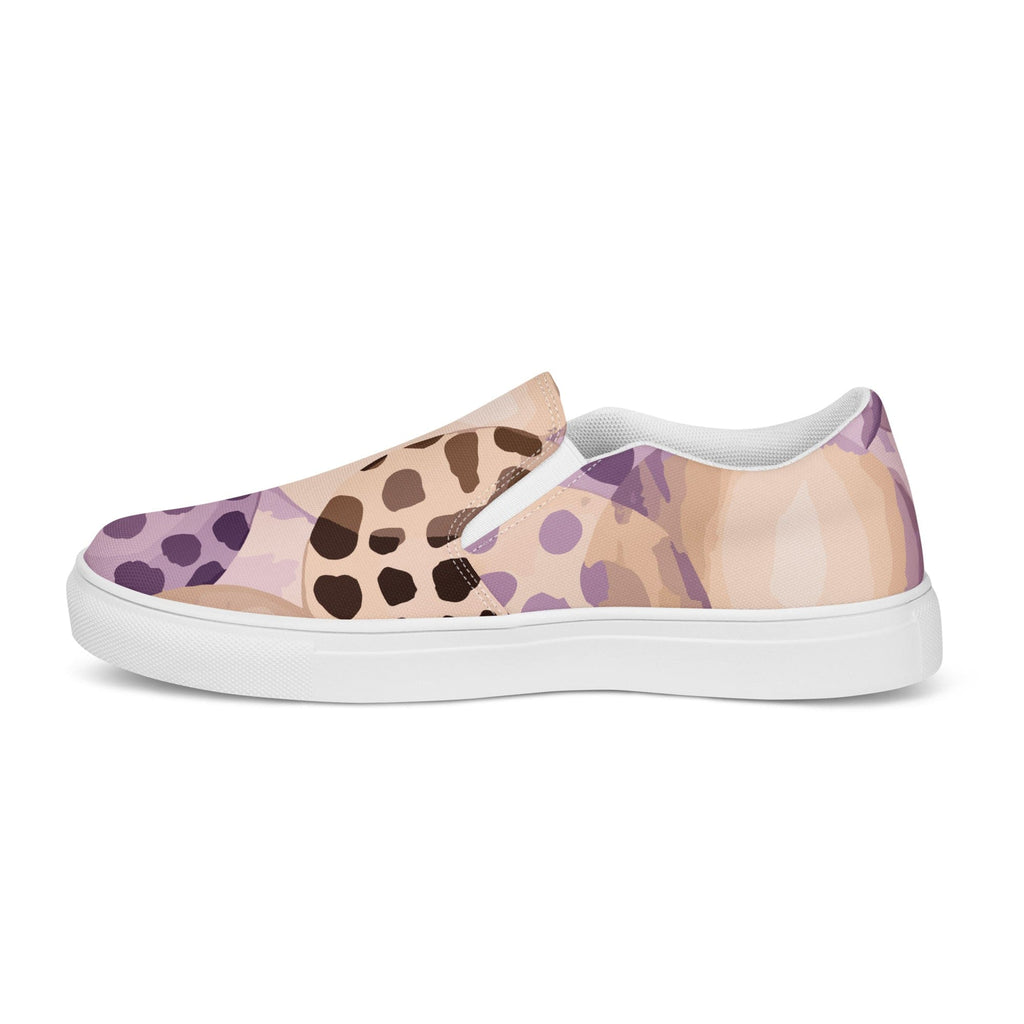 womens-slip-on-canvas-shoes-purple-lavender-and-brown-spotted