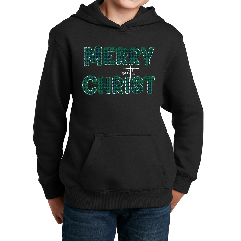 uniquely-you-youth-hoodie-merry-with-christ-green-plaid-christmas-1