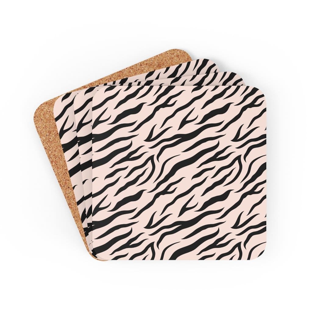 corkwood-coaster-4-piece-set-pink-black-zebra-stripe-style-coasters