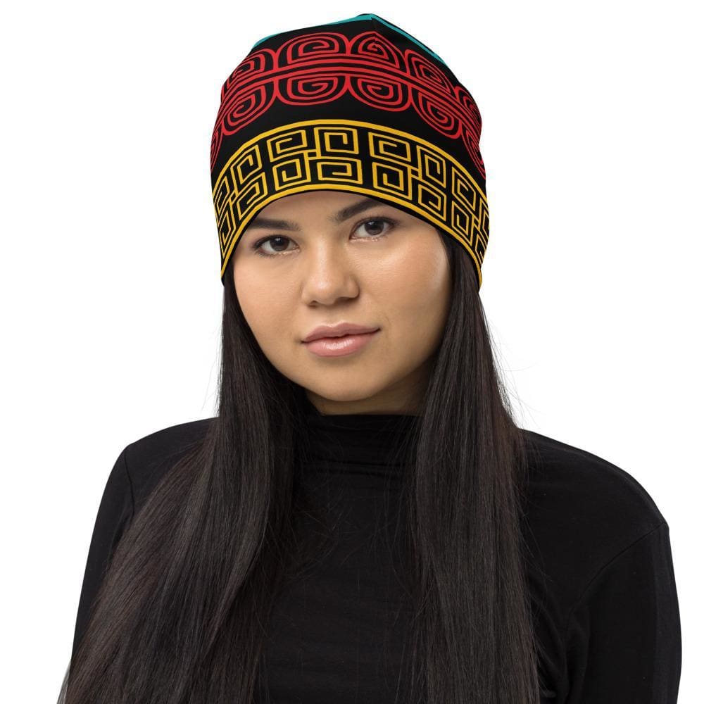 beanie-stretchy-double-layered-geometric-multicolor-black-unisex