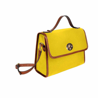Uniquely You Canvas Handbag - Gold Yellow Waterproof Bag /Brown Crossbody Strap 
