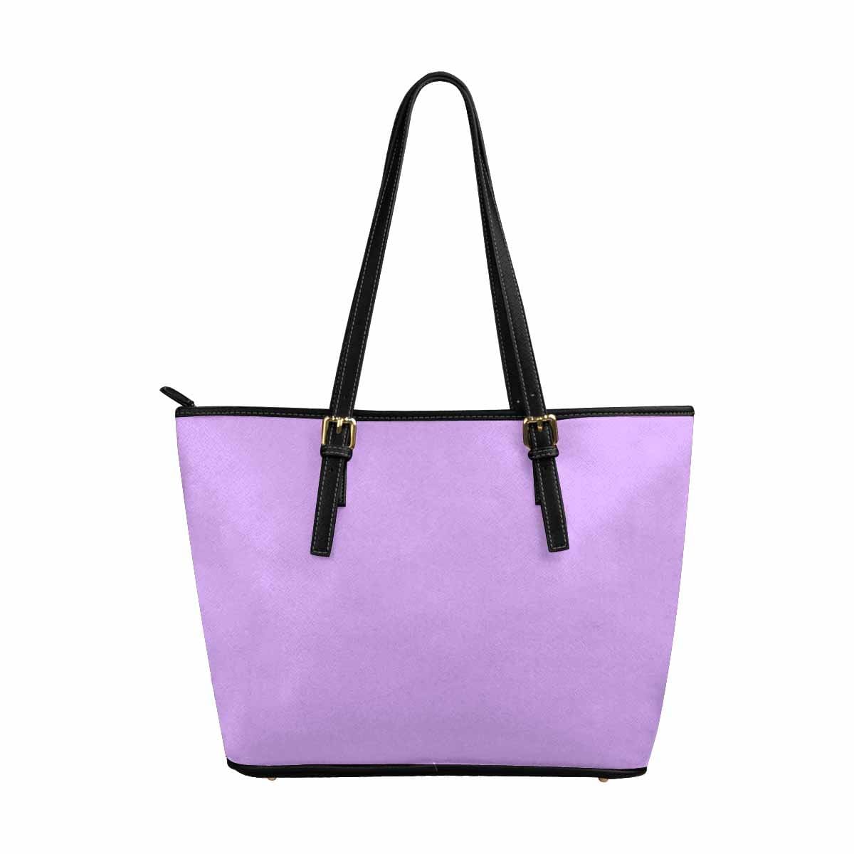 Large Leather Tote Bag With Zipper, Light Purple