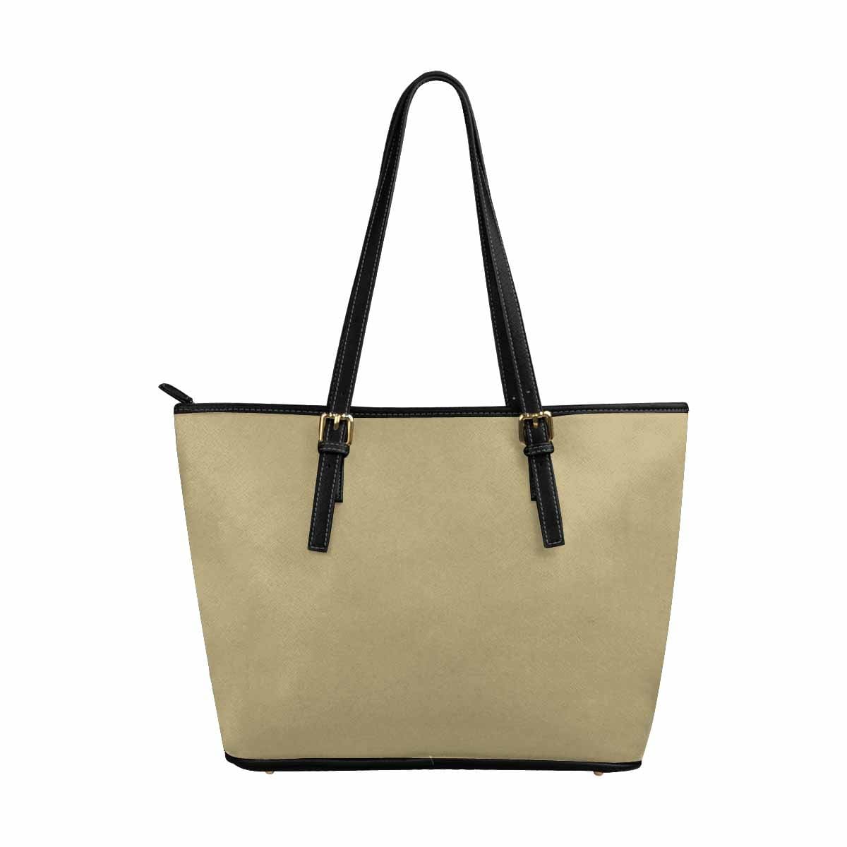 Sand Dollar Brown - Large Leather Tote Bag with Zipper