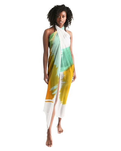 Uniquely You Sheer Swimsuit Cover Up Abstract Print Orange and Green - Womens | 