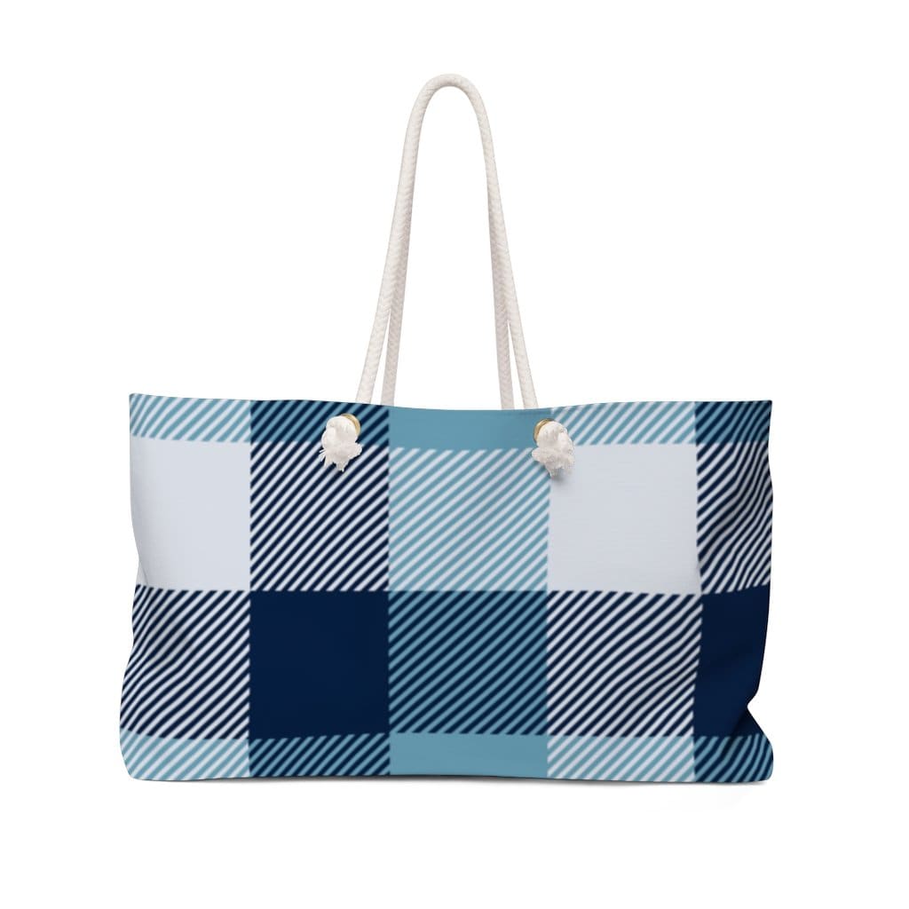 Weekender Tote Bag,  Blue/White Plaid