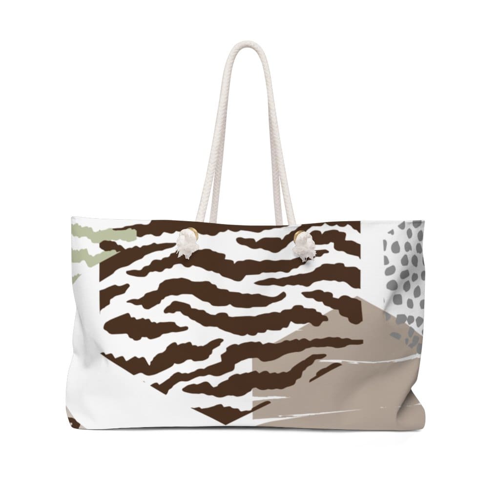 Weekender Tote Bag,  Brown Taupe Print