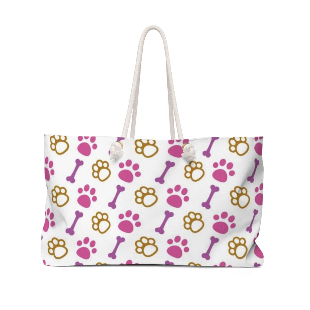 Weekender Tote Bag, Pink Paws and Treats