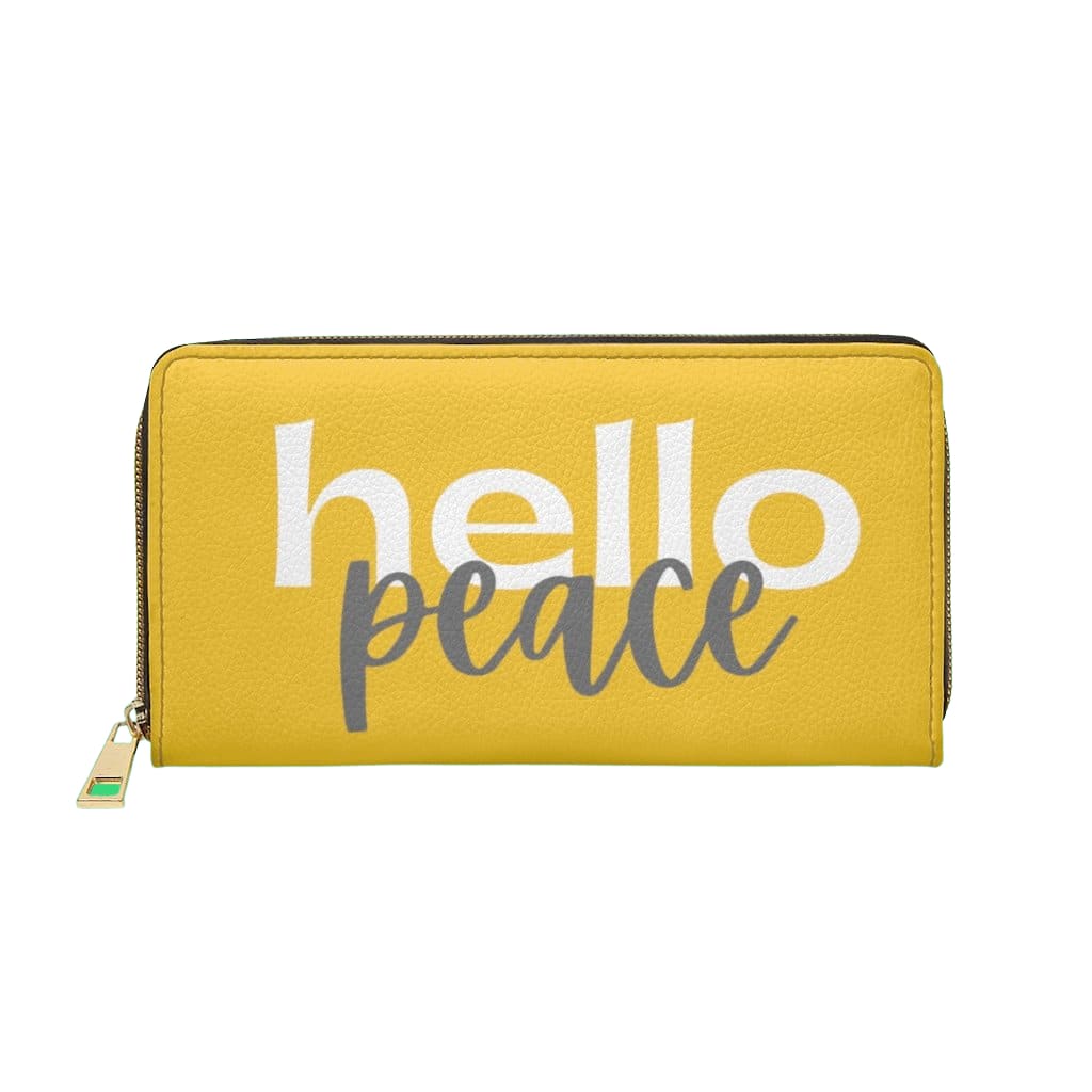 zipper-wallet-yellow-white-hello-peace-graphic-purse