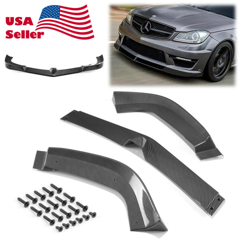 3pcs Front Bumper Lip For Audi A3 2014-2016 PC-89579 (Carbon Fiber