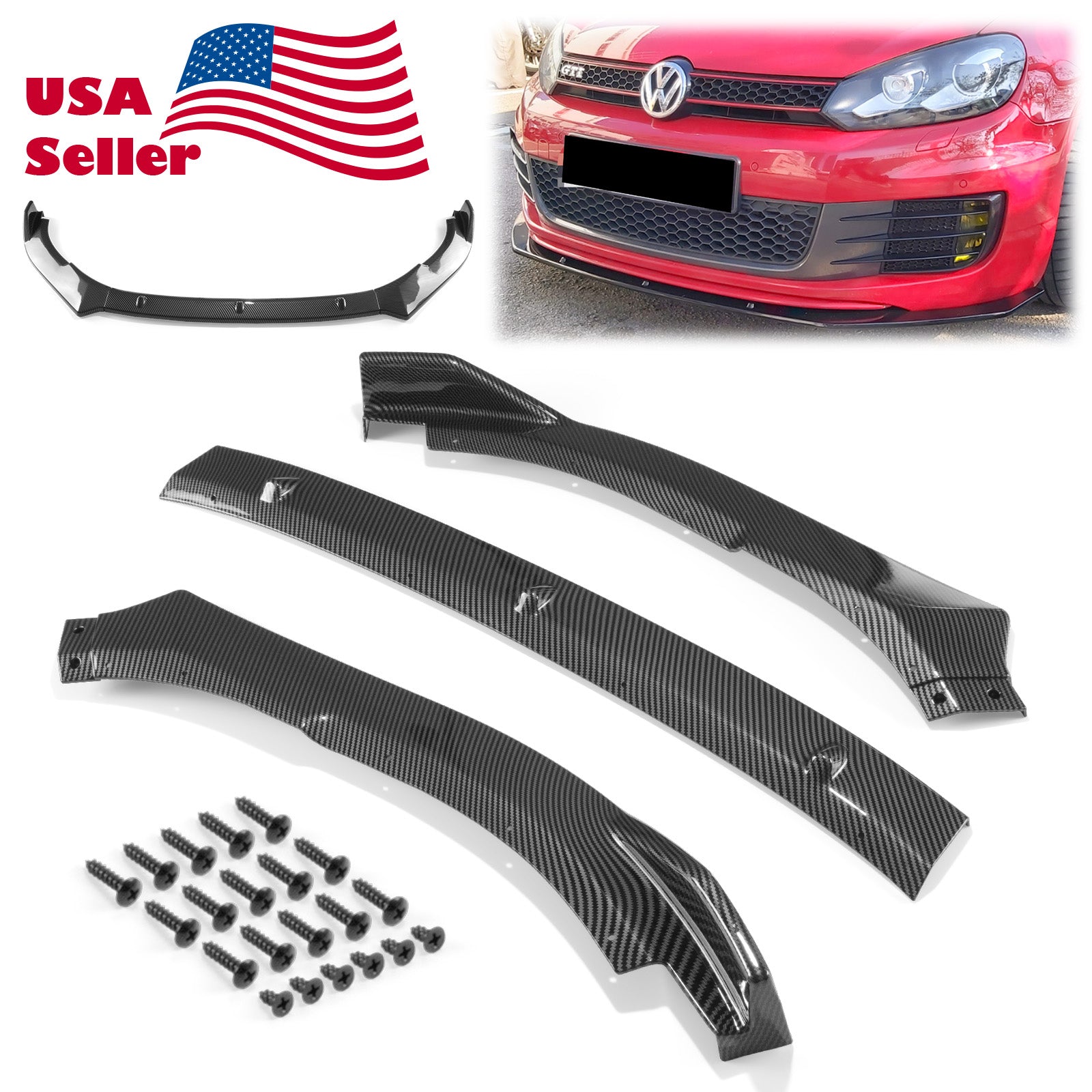 Dankzegging rotatie handleiding 3pcs Front Bumper Lip For Volkswagen Golf 6 GII 2010-2013 PC-89565 (Ca –  EzAuto Wrap