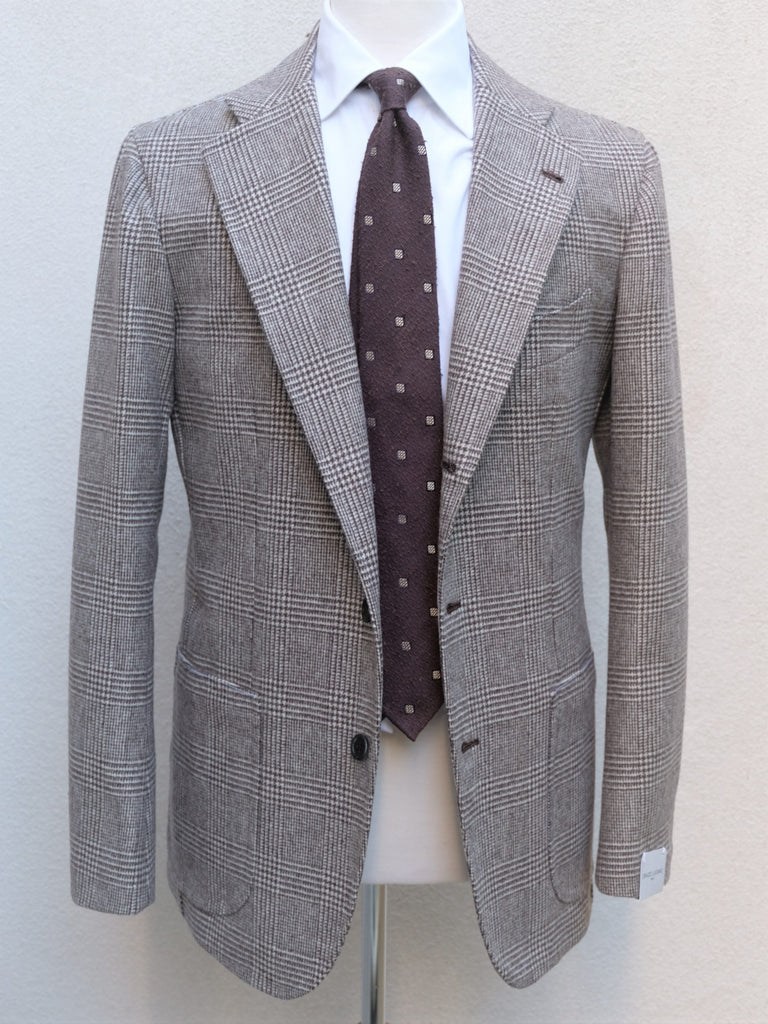 Orazio Luciano Jacket in Brown Prince of Wales Tweed (Fox Brothers ...