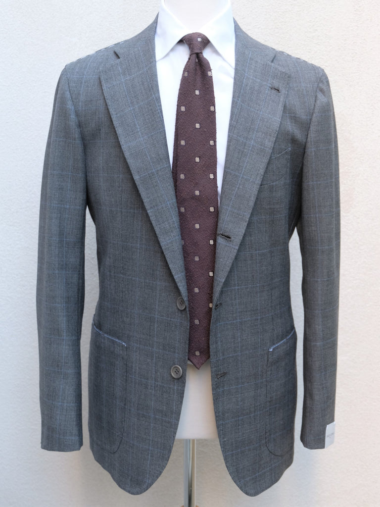 Orazio Luciano Suit in Grey/Blue Prince of Wales Fabric (Holland & She ...