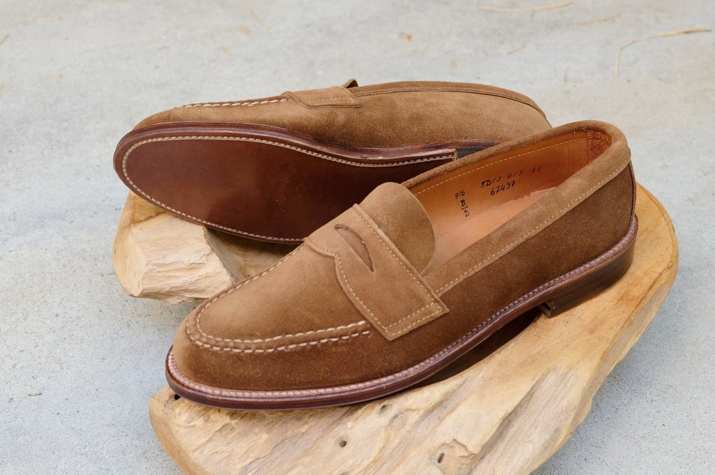 alden suede penny loafer