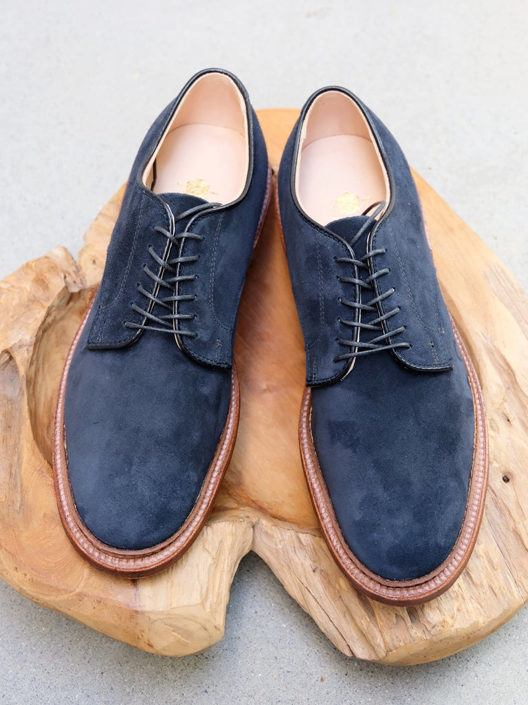 Alden Unlined Plain Toe Blucher Flex Welt 'Dover' in Navy Suede ...