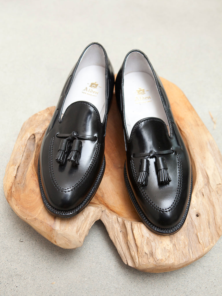 black tassel loafers