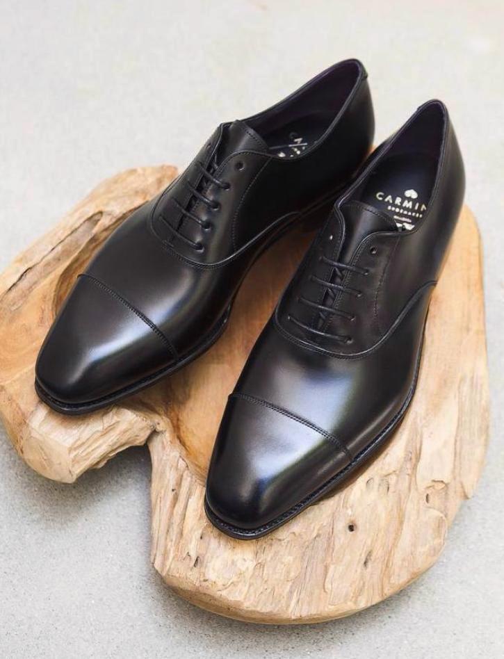 Carmina Captoe Oxford in Black Calf – Gentlemens Footwear