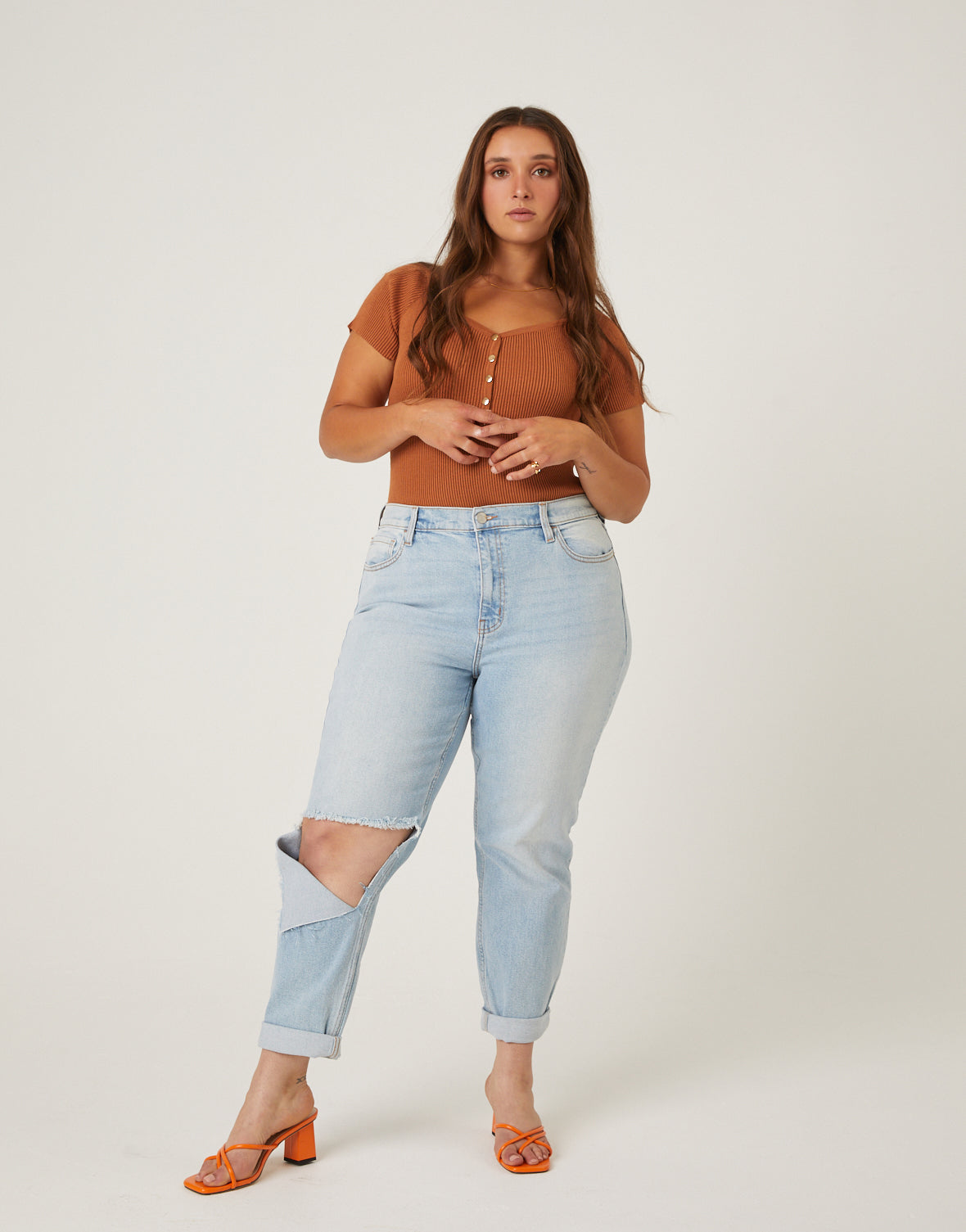 Plus Size Ripped Mom Jeans – Fashion