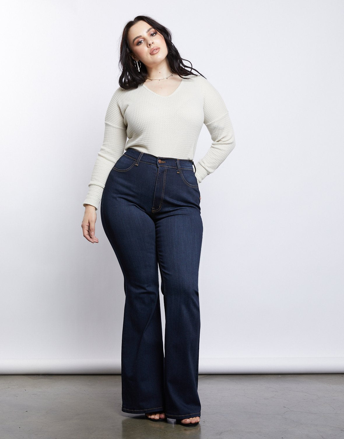 plus size high waisted bell bottom jeans