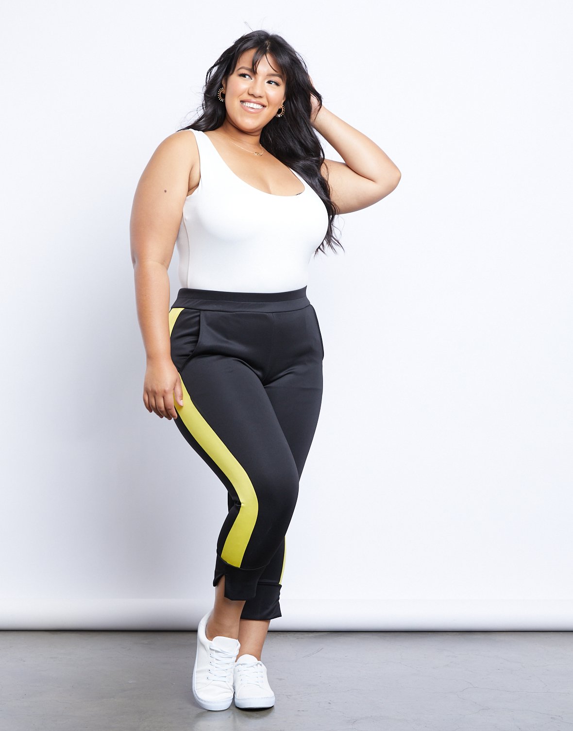 plus size side stripe pants