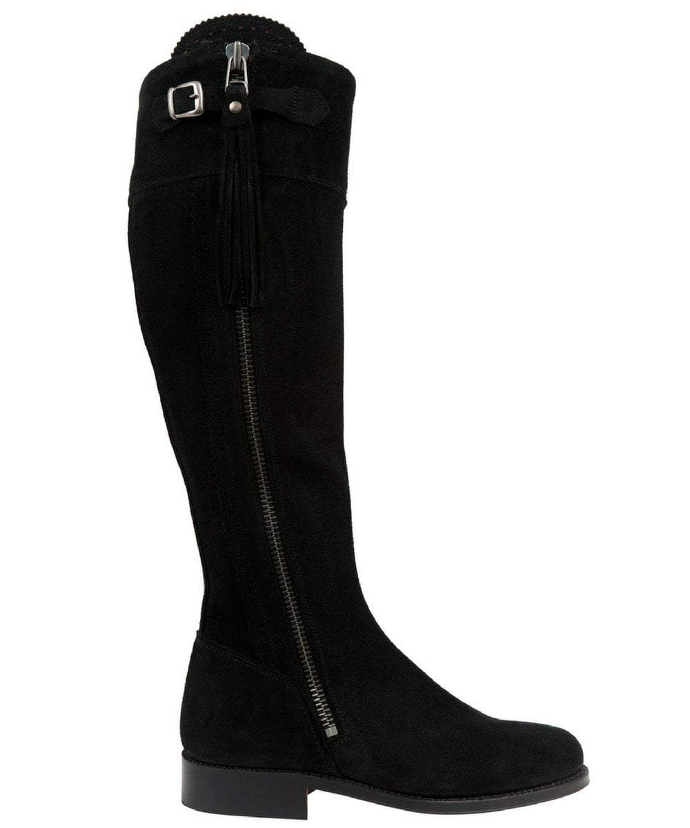 black leather and suede riding boots