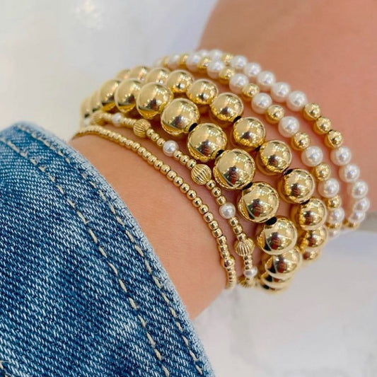 Enewton Egirl Classic Gold 2mm Bead Bracelet - Love Small Charm
