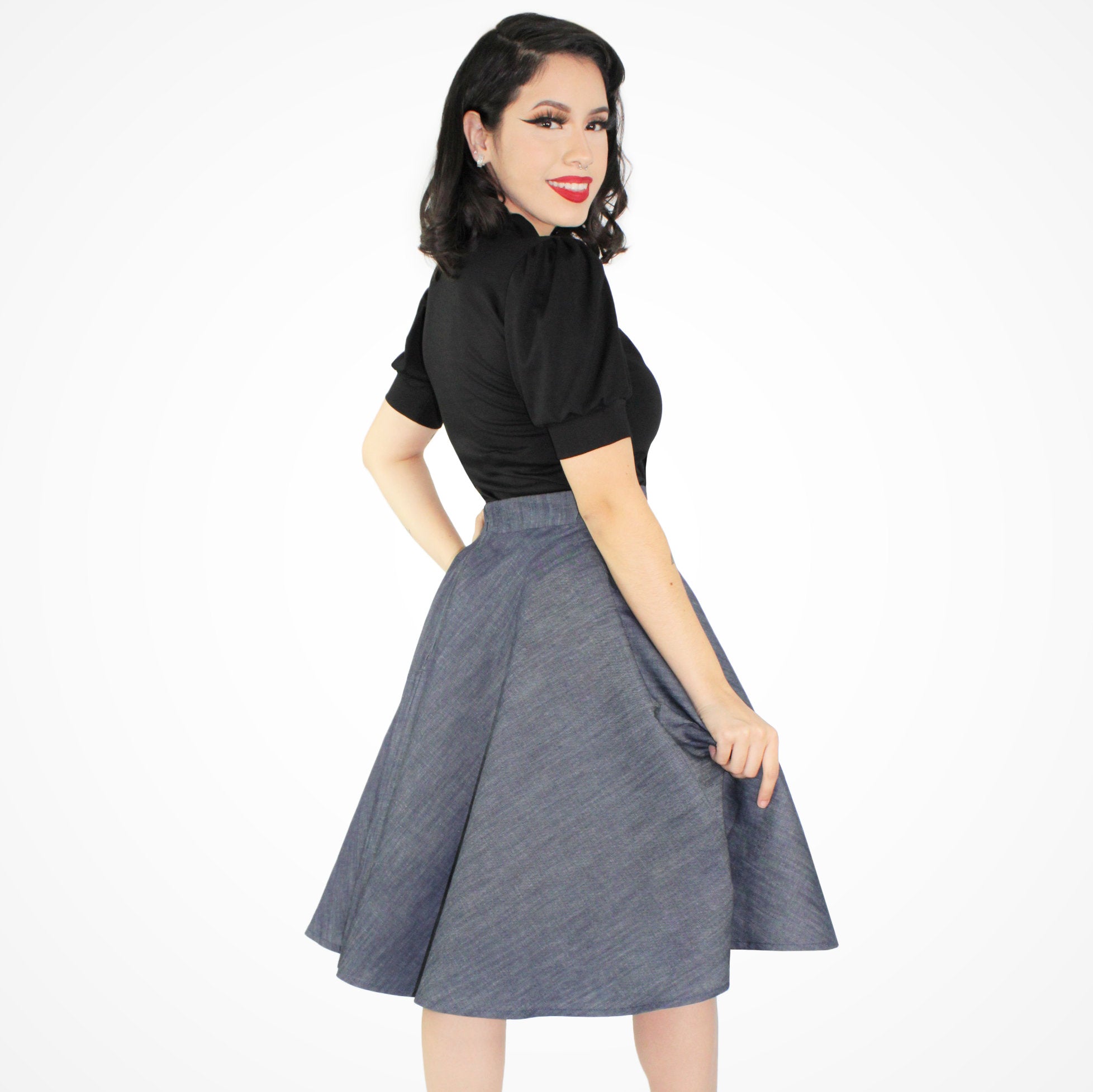 Decoderen Populair Wiskundig Denim Full Circle Skirt – Vintage Galeria