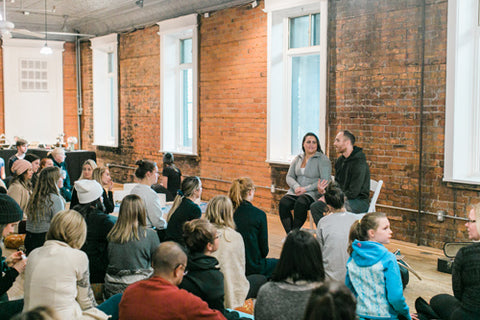 Group Meditation, seated on Love My Mat products