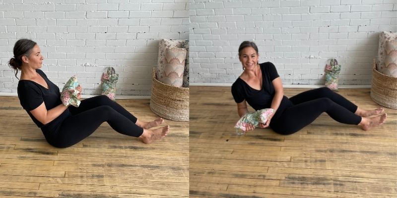 Boat Pose with A Sandbag