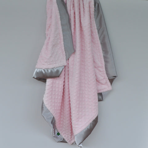 pink and grey baby blanket