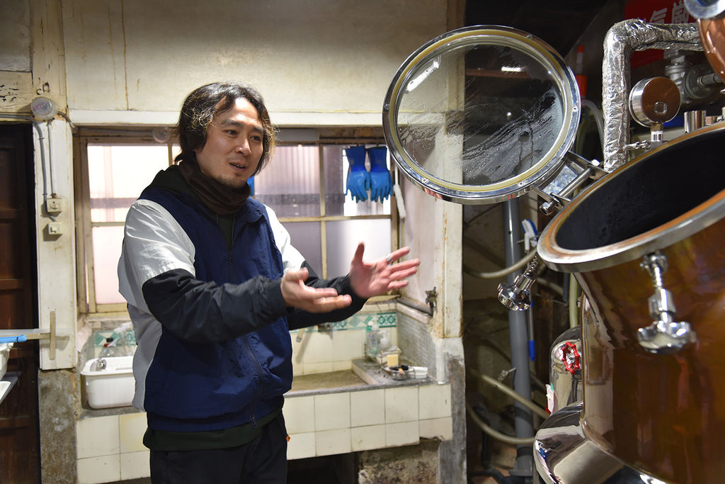 Head distiller, Naoki Itadoko, at Yamato Distillery